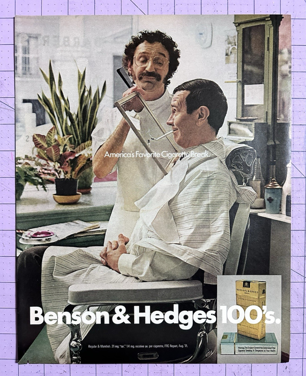 1972 Benson & Hedges 100's Cigarette Ad America's Favorite Break